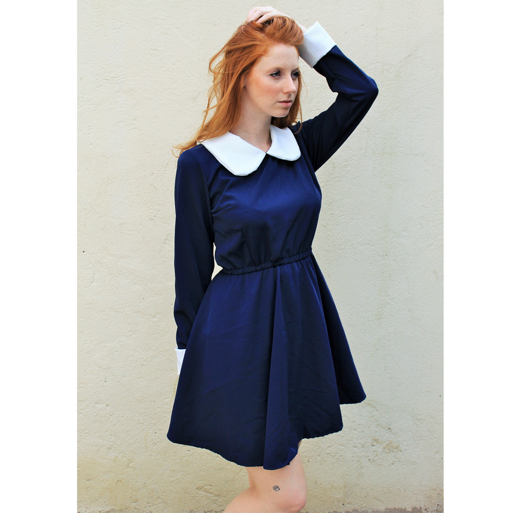 vestido anos 60 manga longa